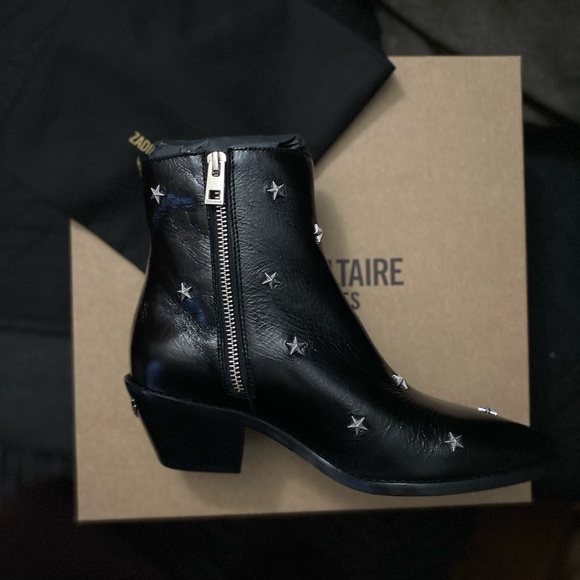 Zadig & Voltaire Tyler Vintage Stars Ankle Boots (black) - Picture 1 of 5